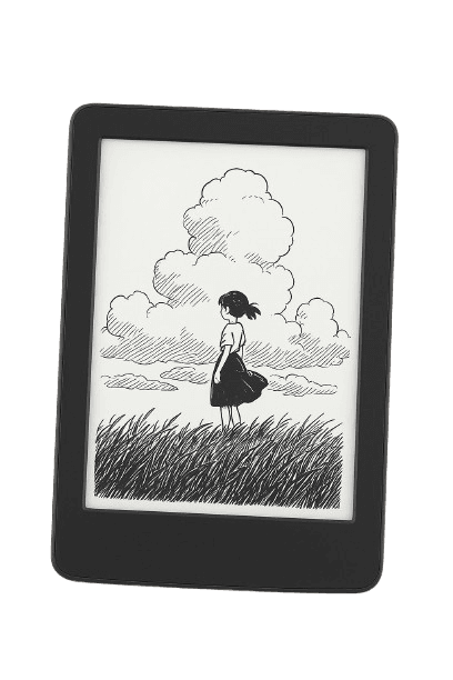 E-reader displaying KOReader with custom screensaver