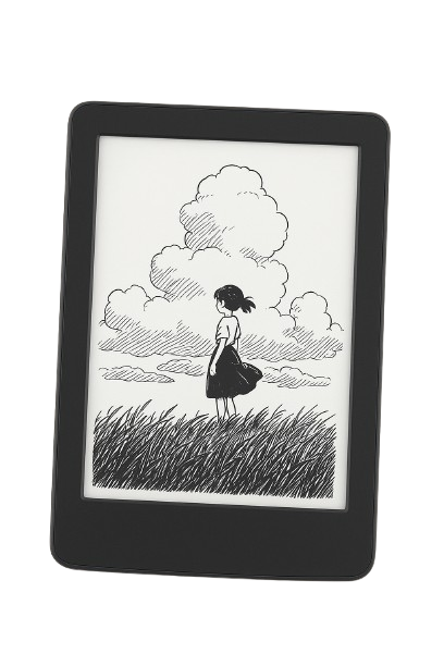 E-reader device displaying a custom screensaver created with our tool